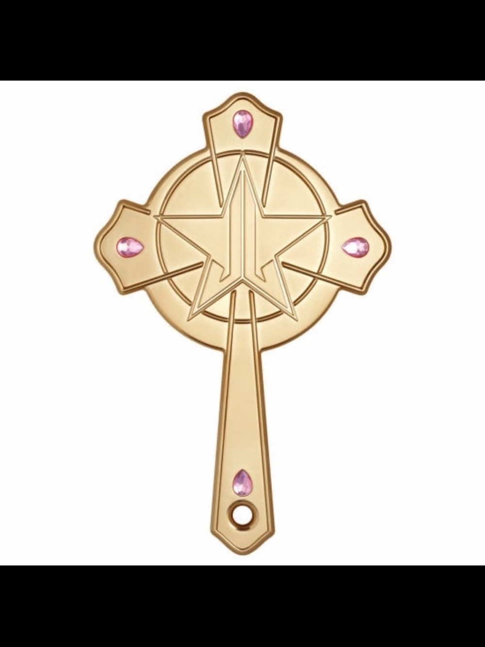Jeffree Star Gold Hand Mirror with Pink Gem Accents